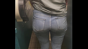 Public stall at work yam-sized booty white chick employee ravaged rear end