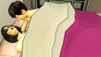 Japanese Step-mom and cherry step-son share the same bed at the motel apartment on a biz trip