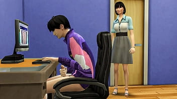 Japanese step mom catches her stepson tugging in front of the computer eyeing porn videos and then helps him have hook-up with her for the highly first-ever time - Korean step-mother